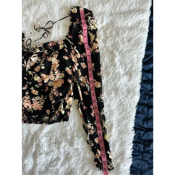 Free People Hilary Black Floral Print Top - Picture 11 of 14